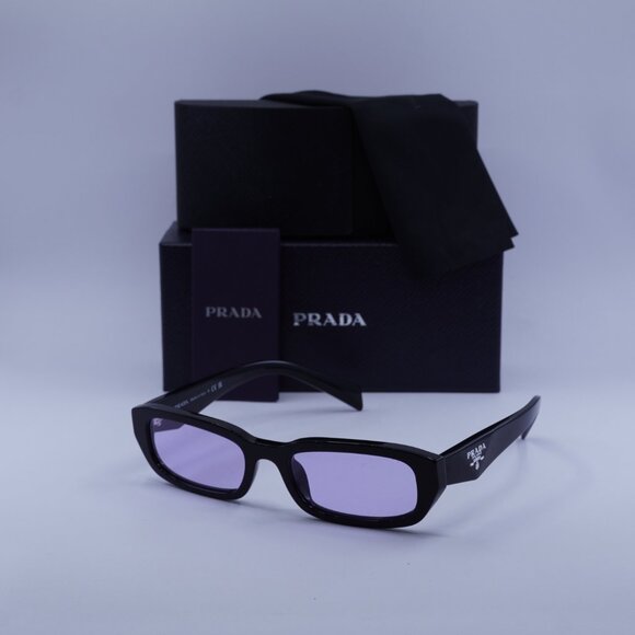 Prada PRB06S 16K40J Sunglasses Black Rectangle Frame, Violet Lenses - Picture 11 of 11